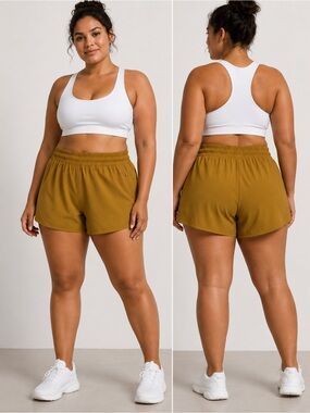 NWT Calia Run Collection Mid-Rise Infinity Shorts Olive Brown, Size XL